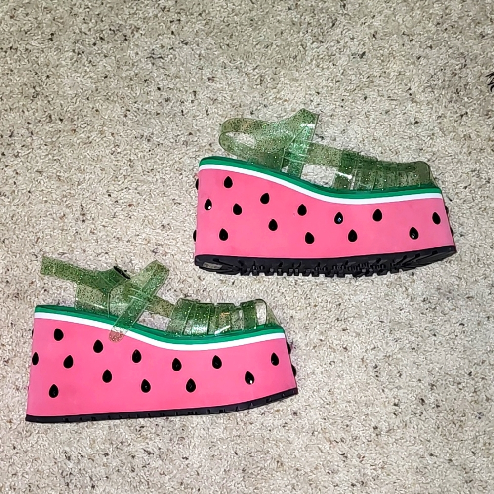 Dolls Kill Sugar Thrillz watermelon platform sandals size 11